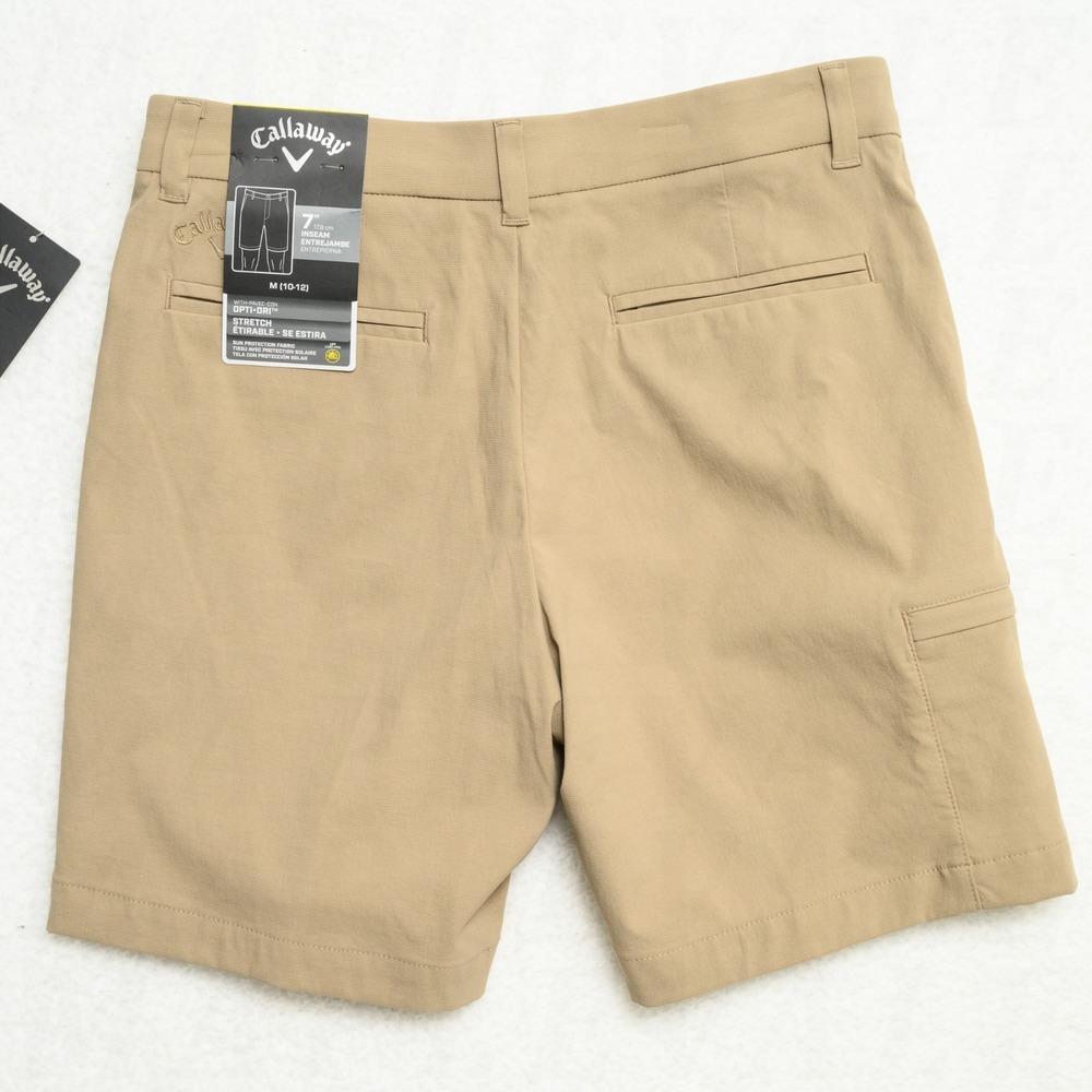 Callaway Boy's Sz Medium (10-12) Opti-Dri Golf Shorts 7" Inseam Khaki Stretch